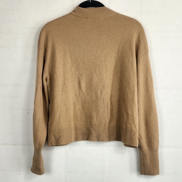 Everlane Preppy Classic Casual Winter Cashmere Mock Neck Sweater Camel Tan Small - Picture 4 of 11